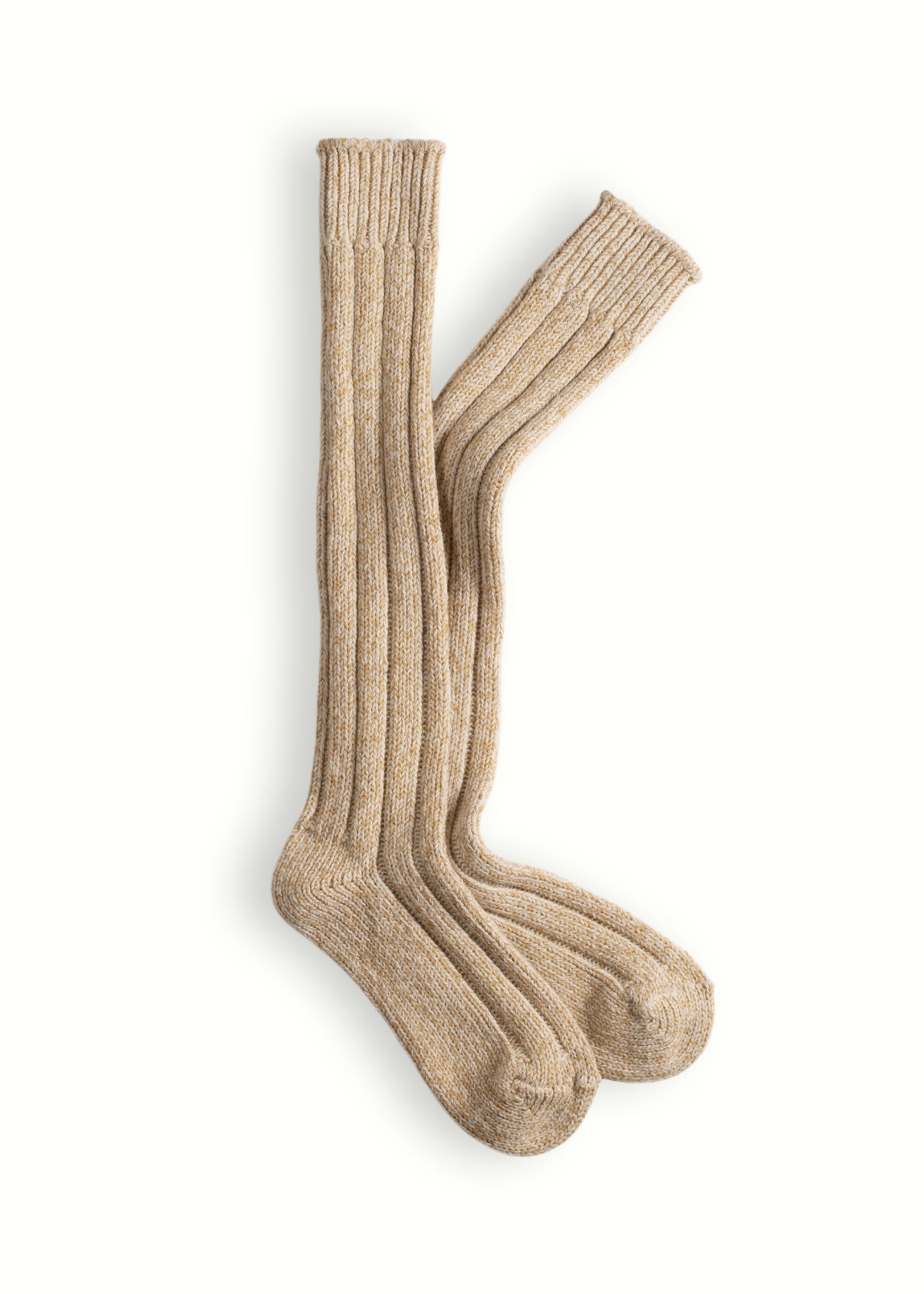 WOOL COLLECTION High-Knee Shetland Beige Socks