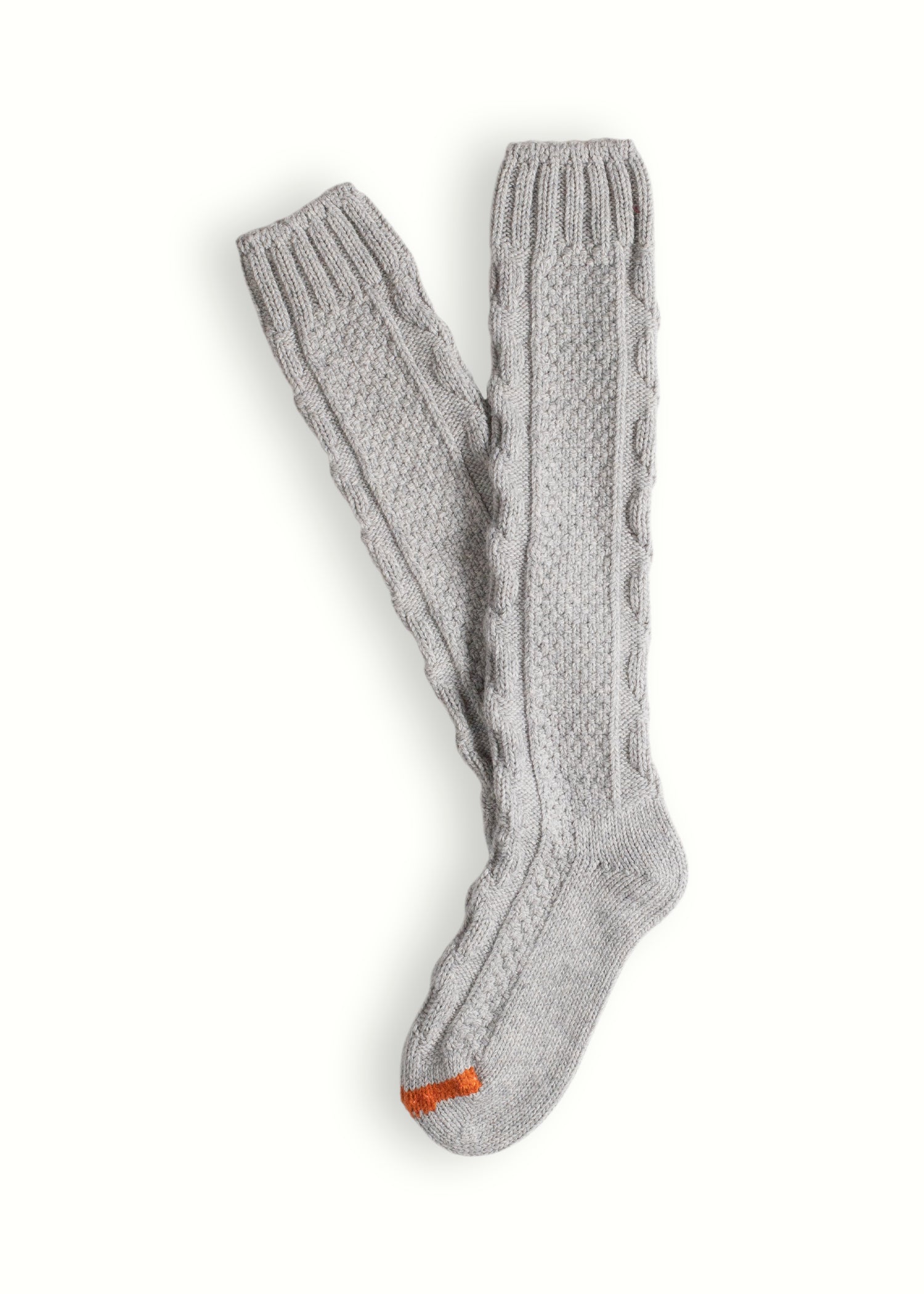 Thunders Love Wool Collection High Knee Cable Knit Grey Socks Thunders Love Socks