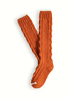 WOOL COLLECTION High-Knee Cable Knit Orange Socks