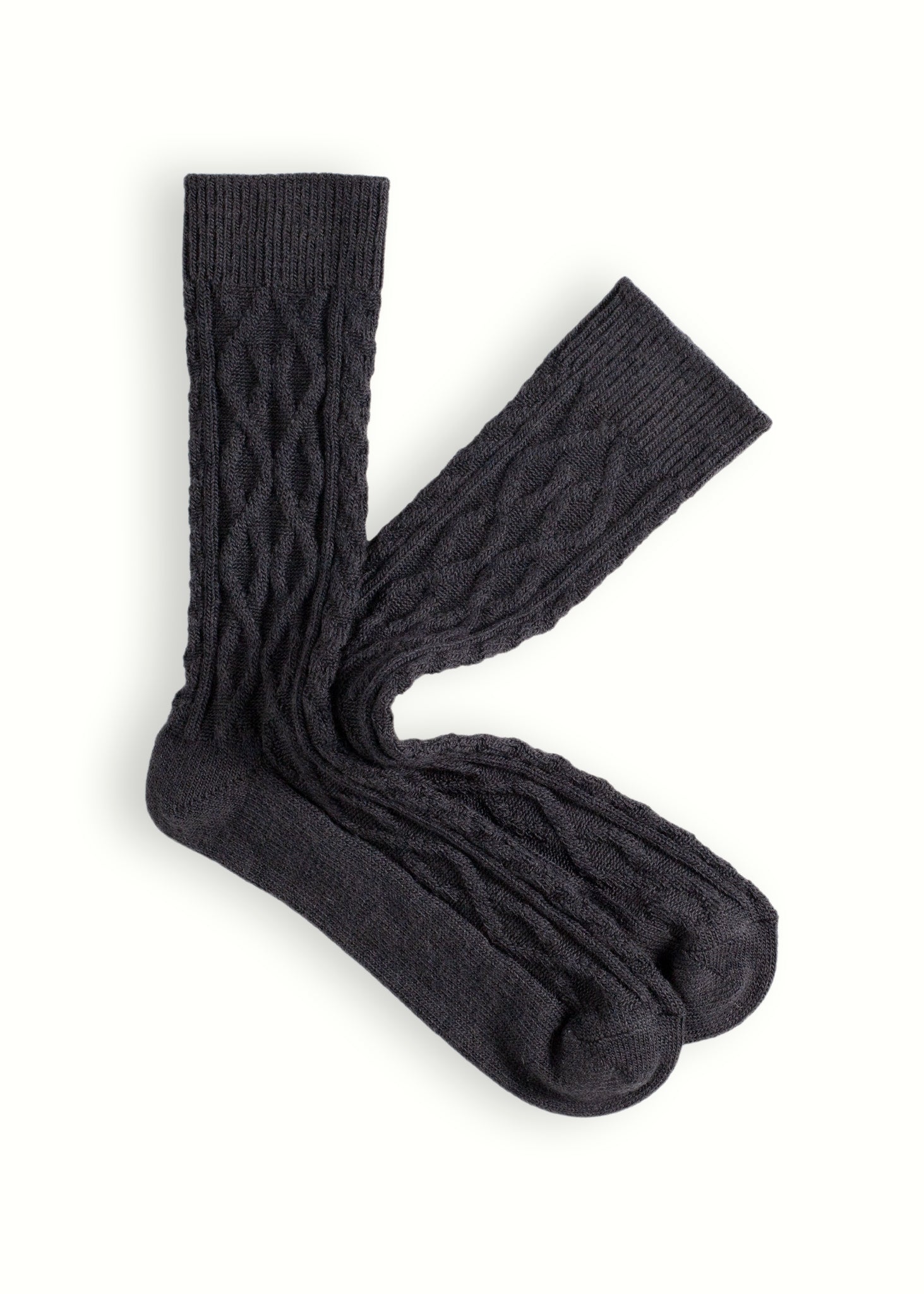 Thunders Love Cable Knit Classic Charcoal Black Socks