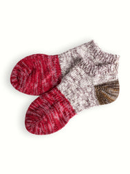 CHARLIE COTTON COLLECTION Red & Coffee Ankle Socks