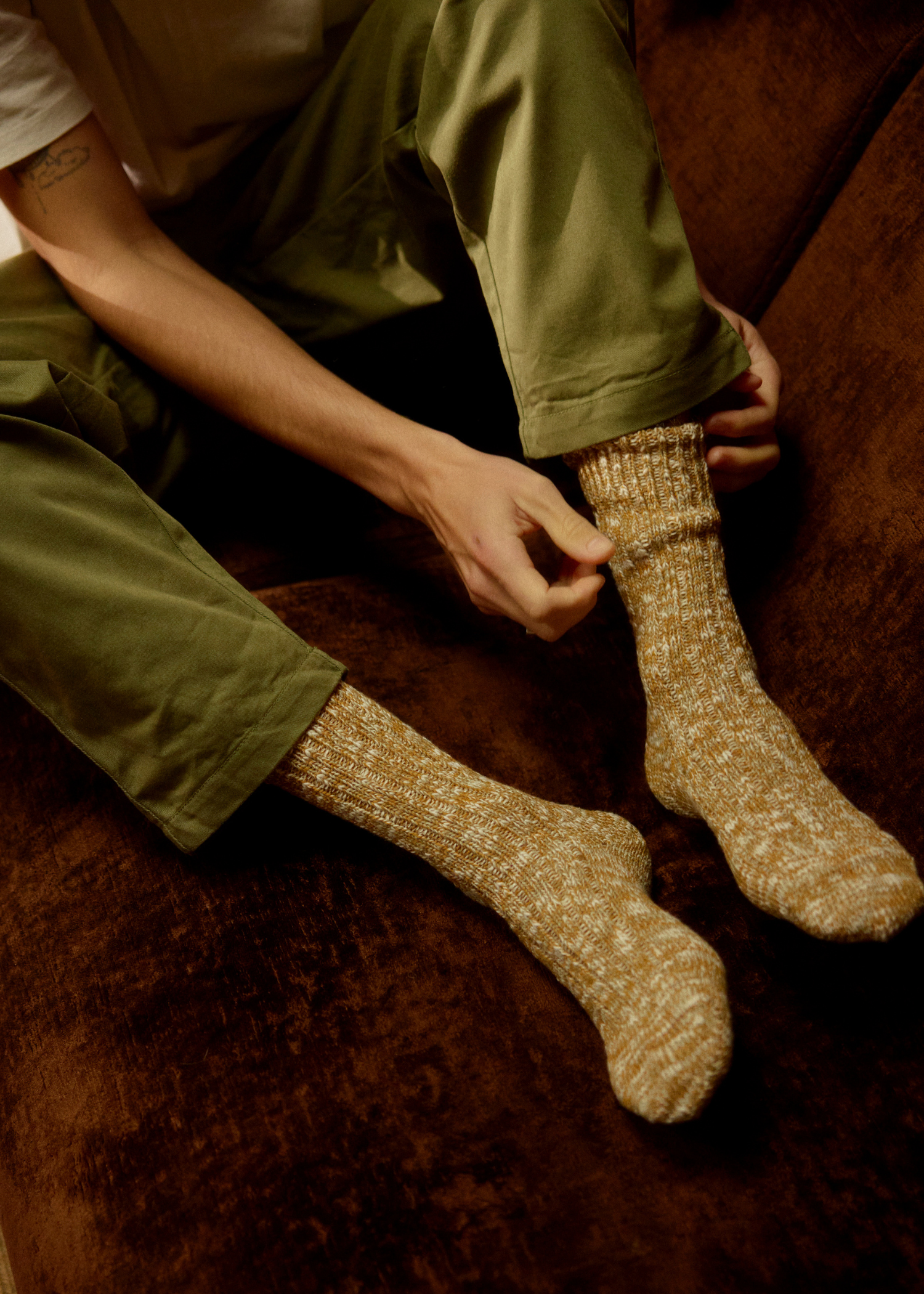 FLAMMÉ COLLECTION Melange Camel Socks