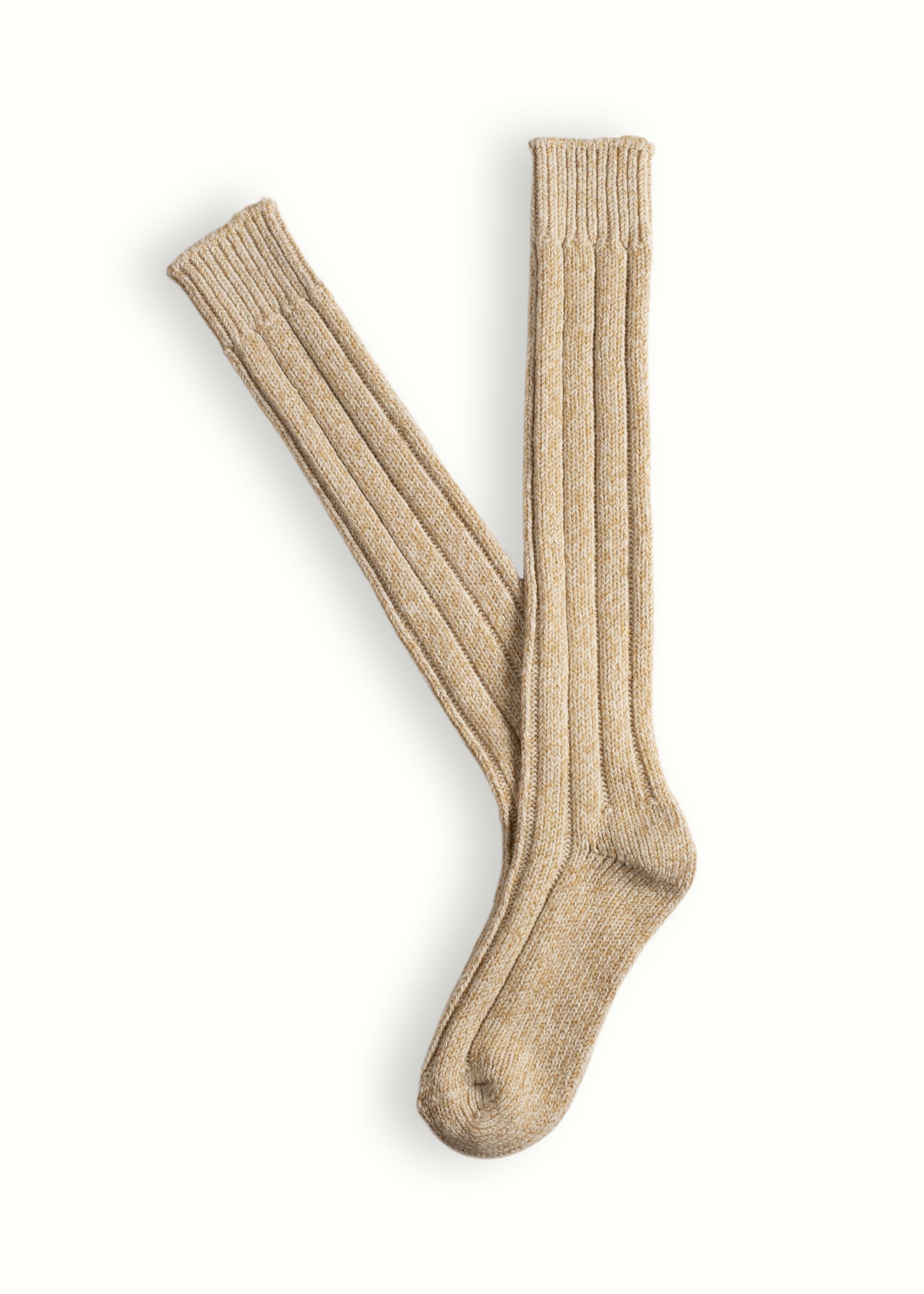 WOOL COLLECTION High-Knee Shetland Beige Socks