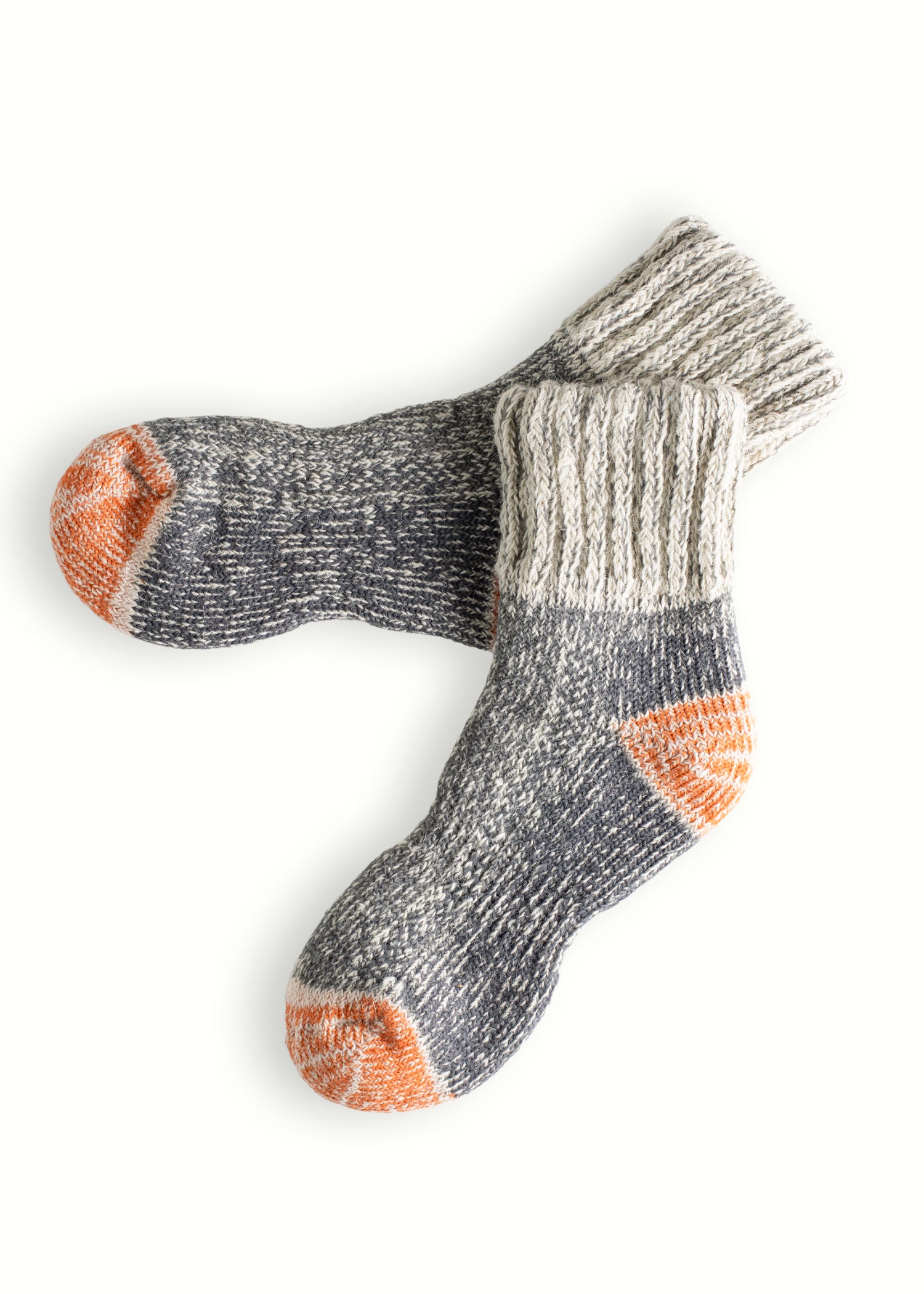 Thunders Love Wool Beatrice Grey and Orange Socks