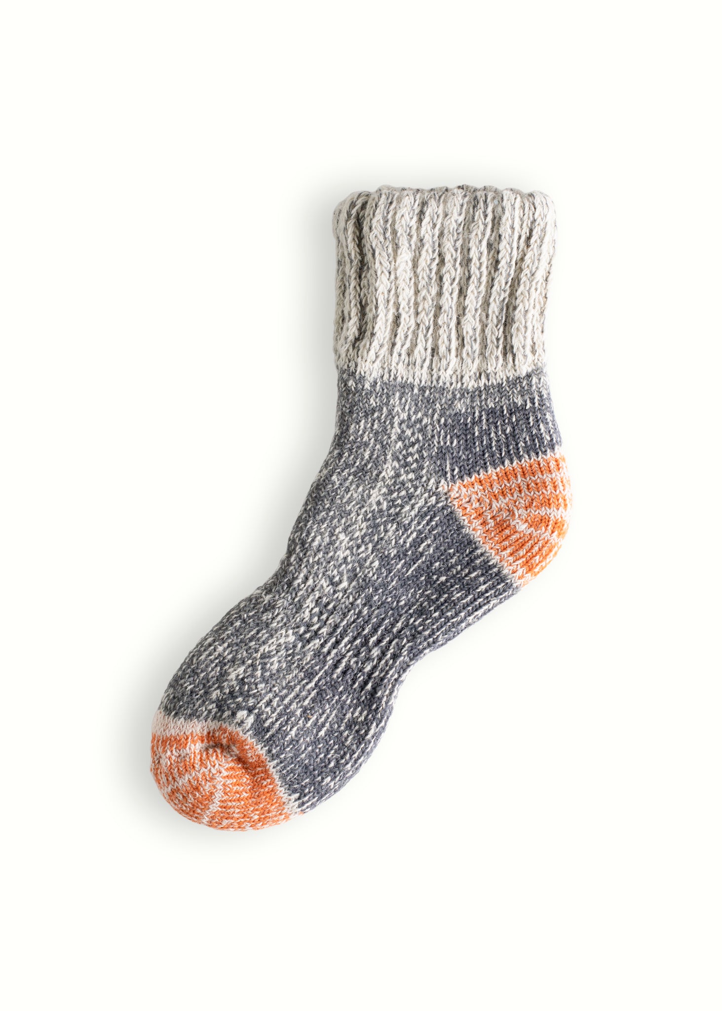 Thunders Love Wool Beatrice Grey and Orange Socks