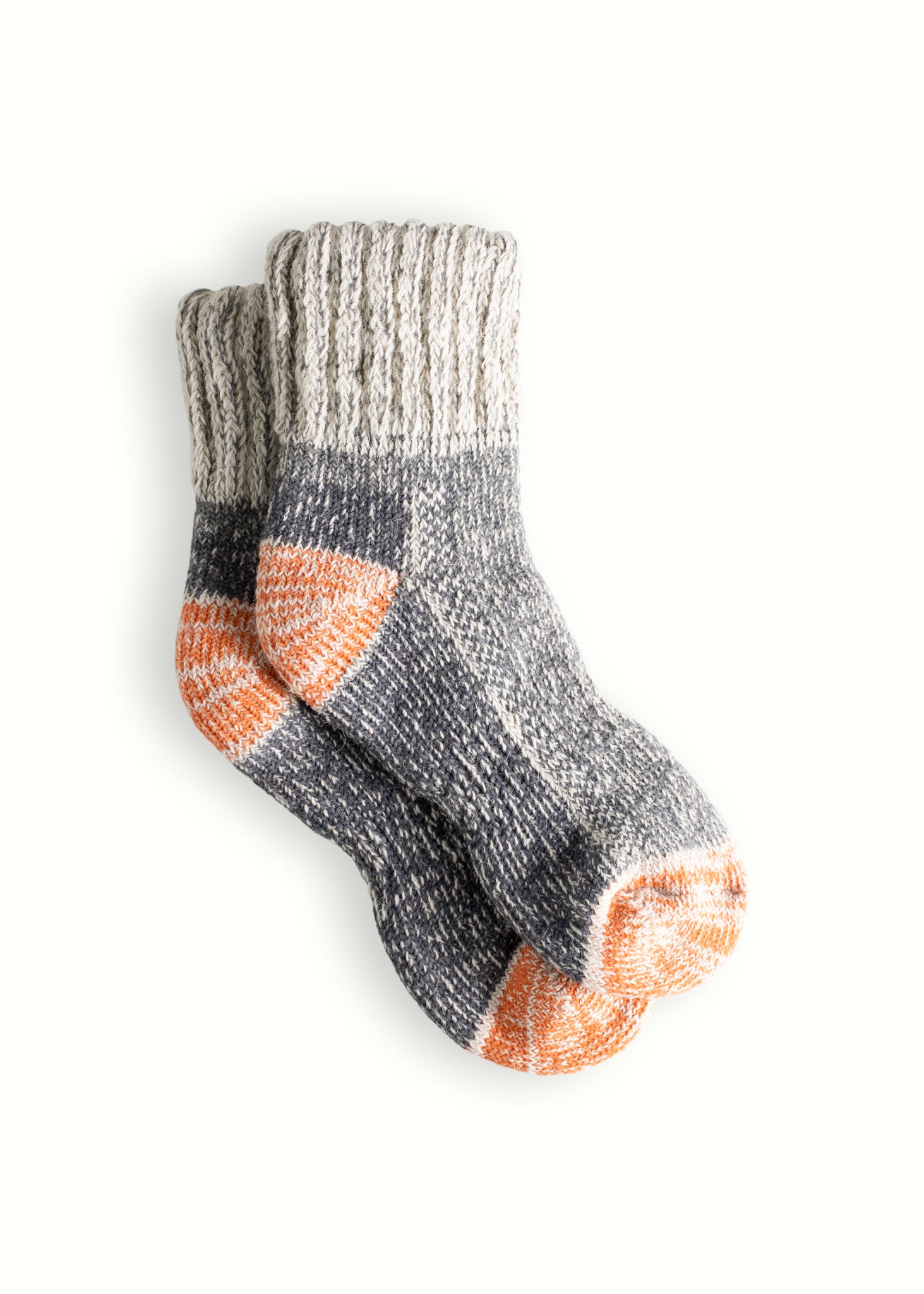 Thunders Love Wool Beatrice Grey and Orange Socks