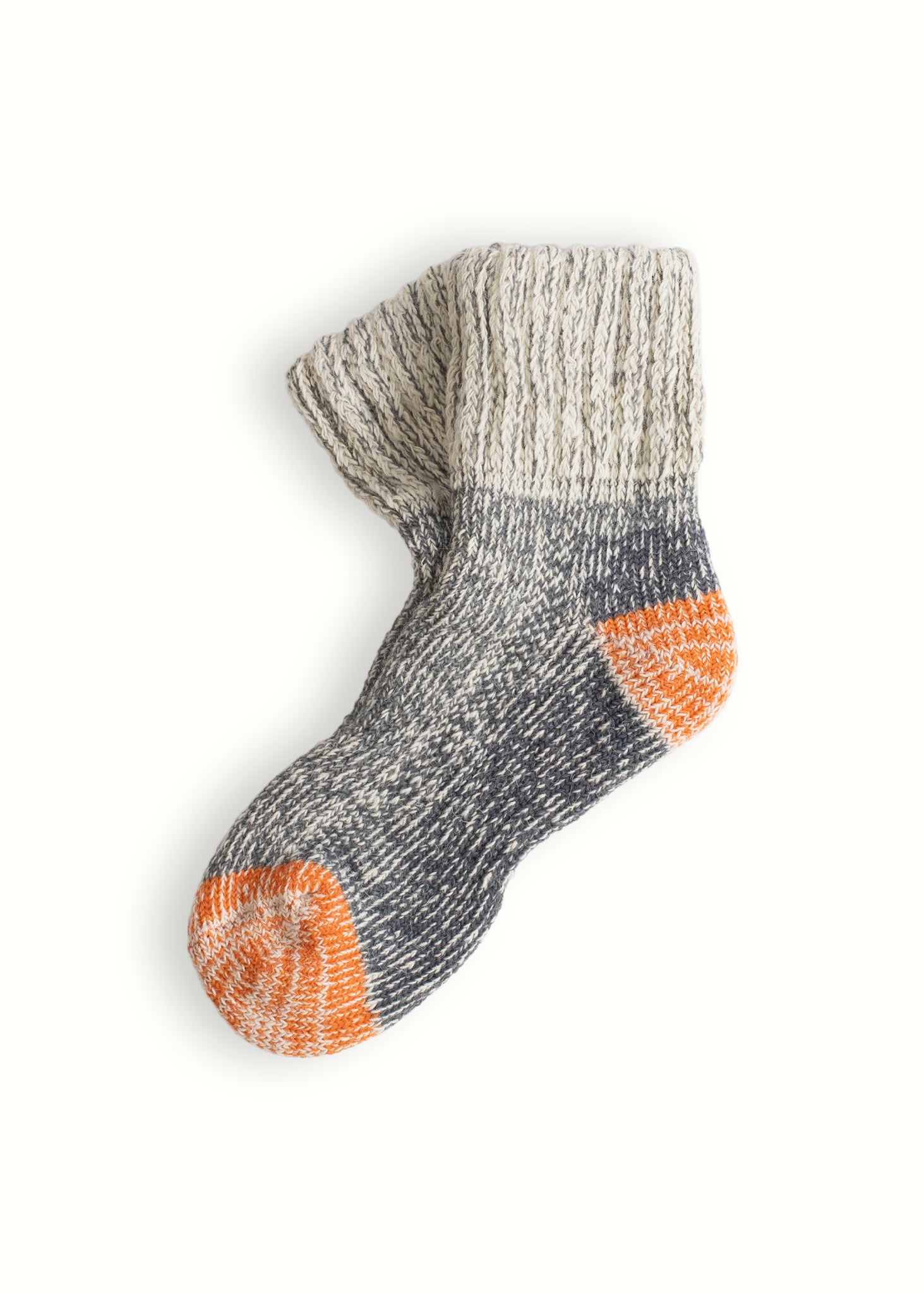 Thunders Love Wool Beatrice Grey and Orange Socks