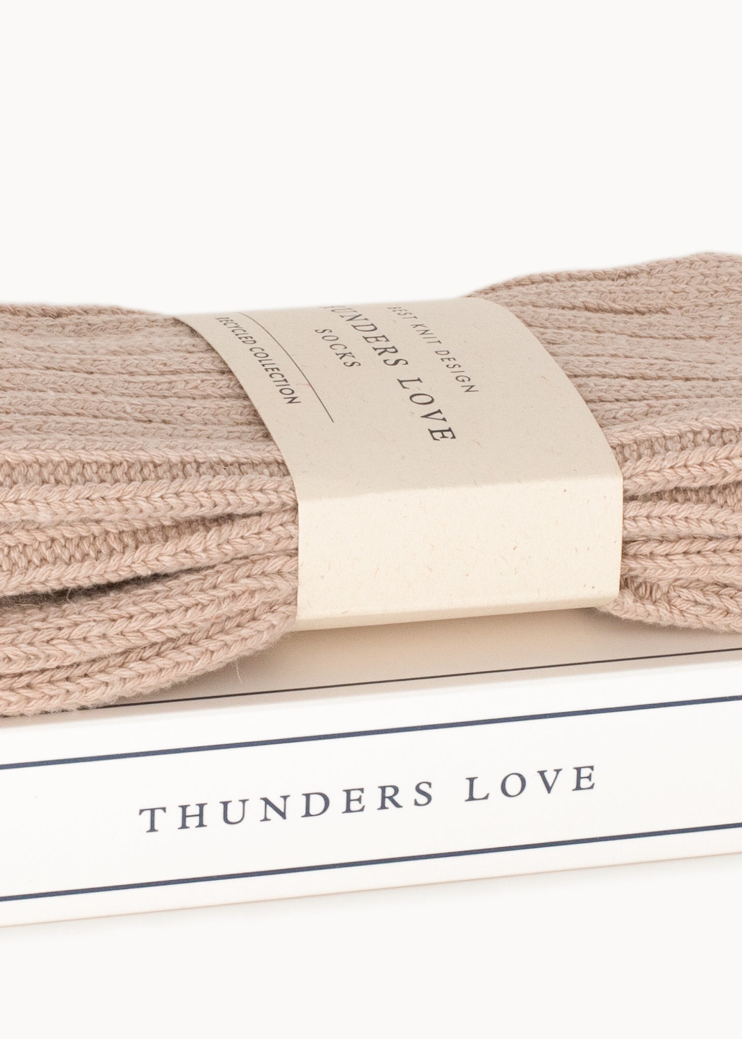 Thunders Love Color Block Ribbed Raw White Socks