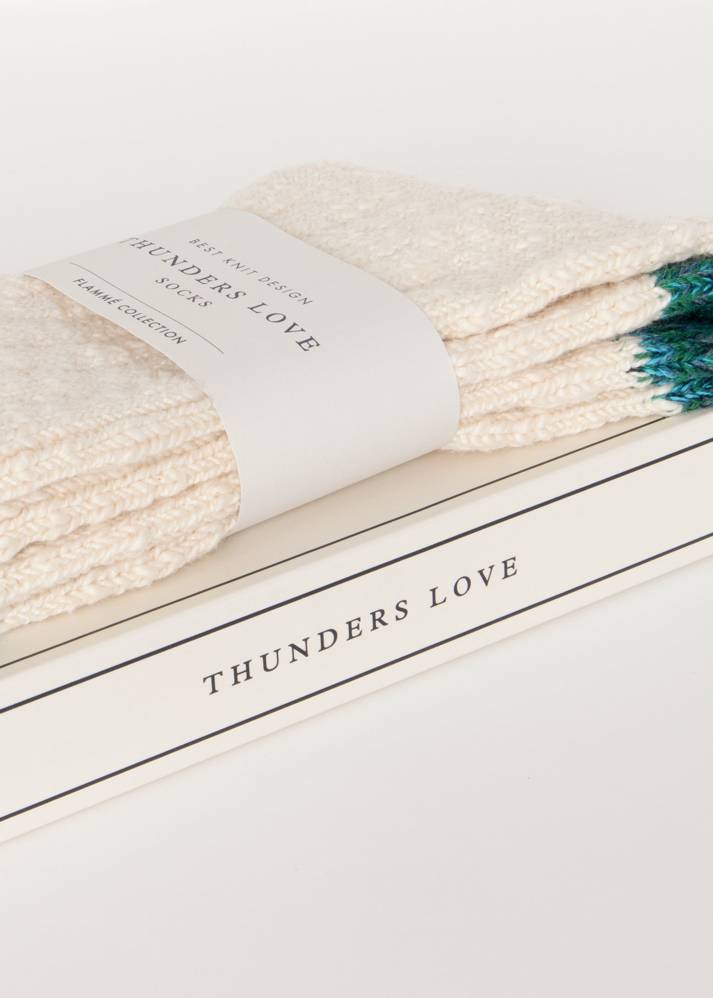 Thunders Love Flamme Raw White And Turquoise Socks