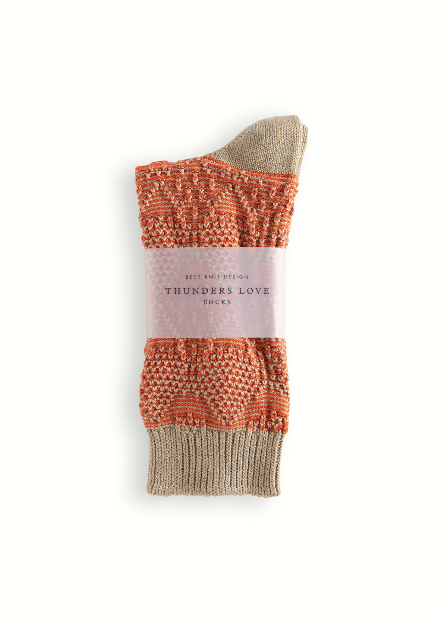 Thunders Love Link Criss Crossed Beige And Orange Socks