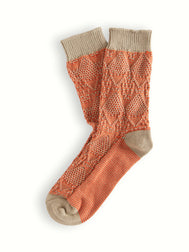 LINK COLLECTION Criss-Crossed Beige & Orange Socks