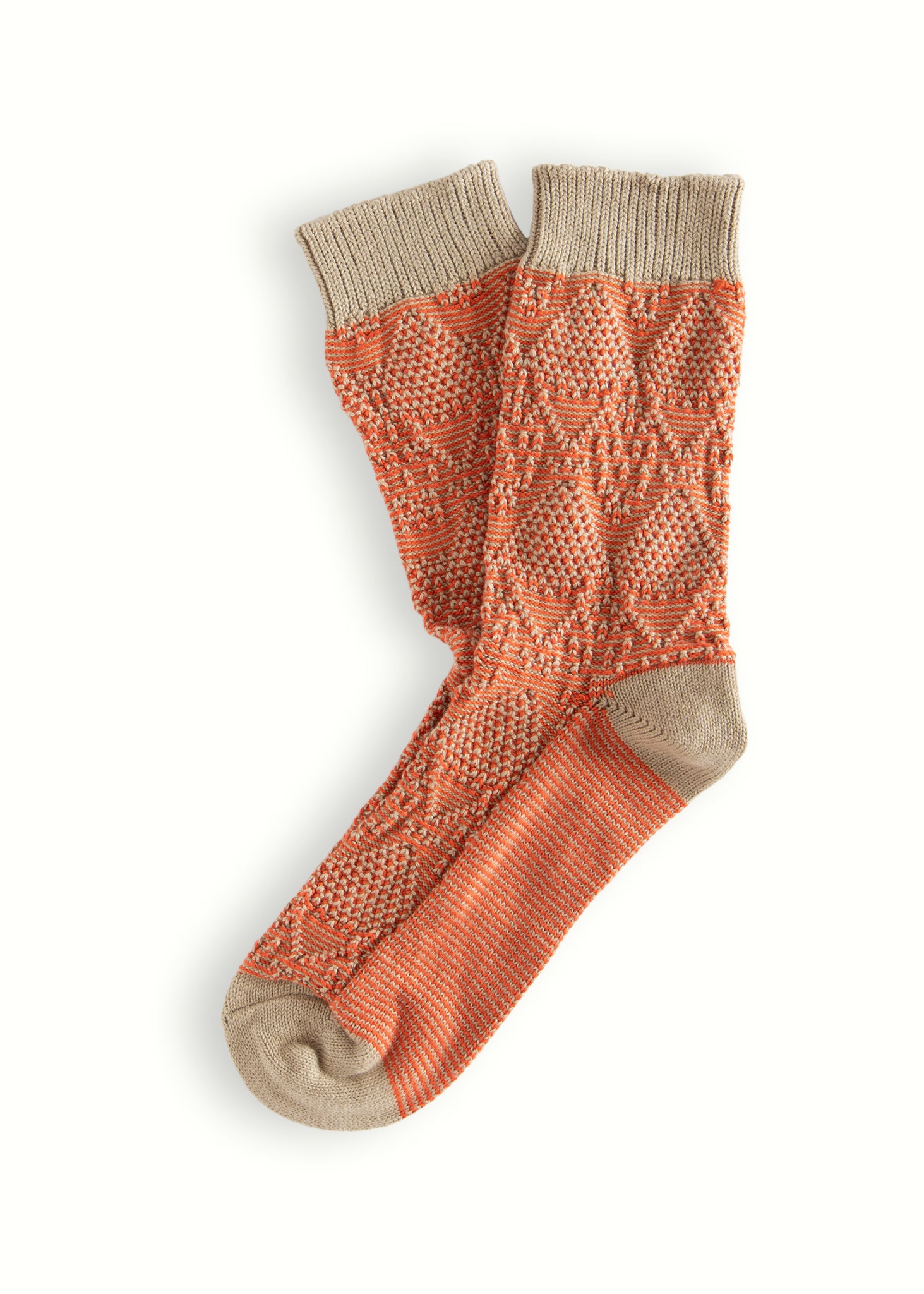 Thunders Love Link Criss Crossed Beige And Orange Socks