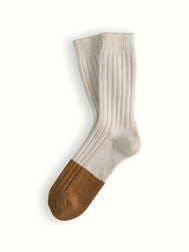 MARINE COLLECTION Cotton Duplo Raw White & Camel Socks