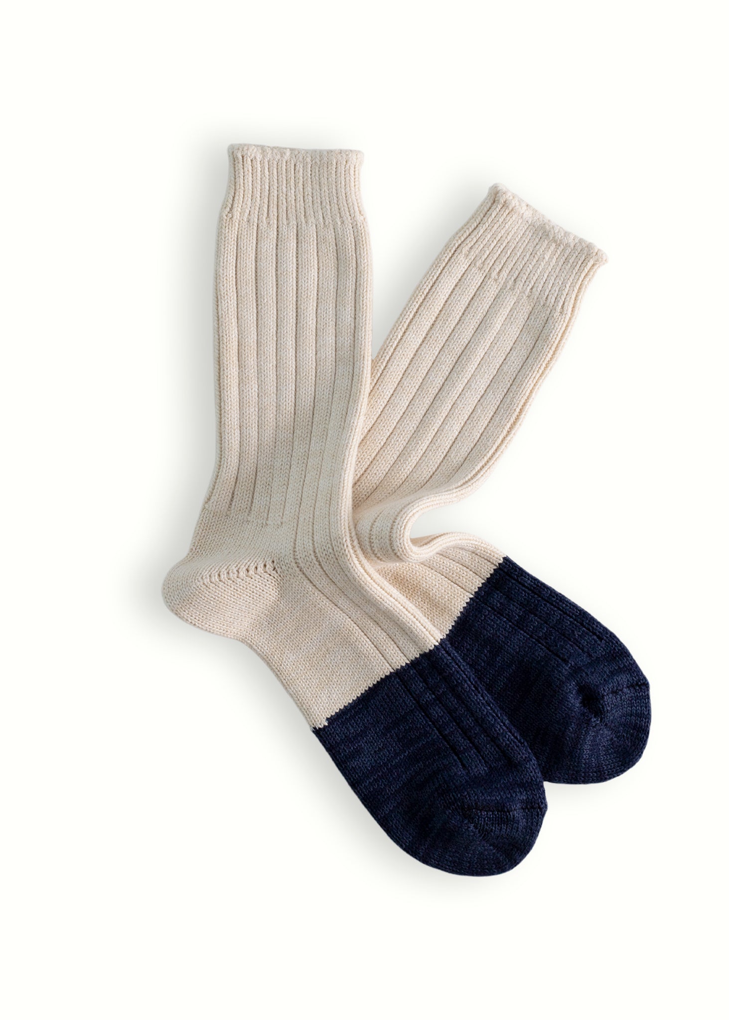 Thunders Love Marine Cotton Duplo Raw White And Navy Socks