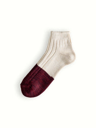 MARINE COLLECTION Cotton Duplo Short Raw White & Burgundy Socks