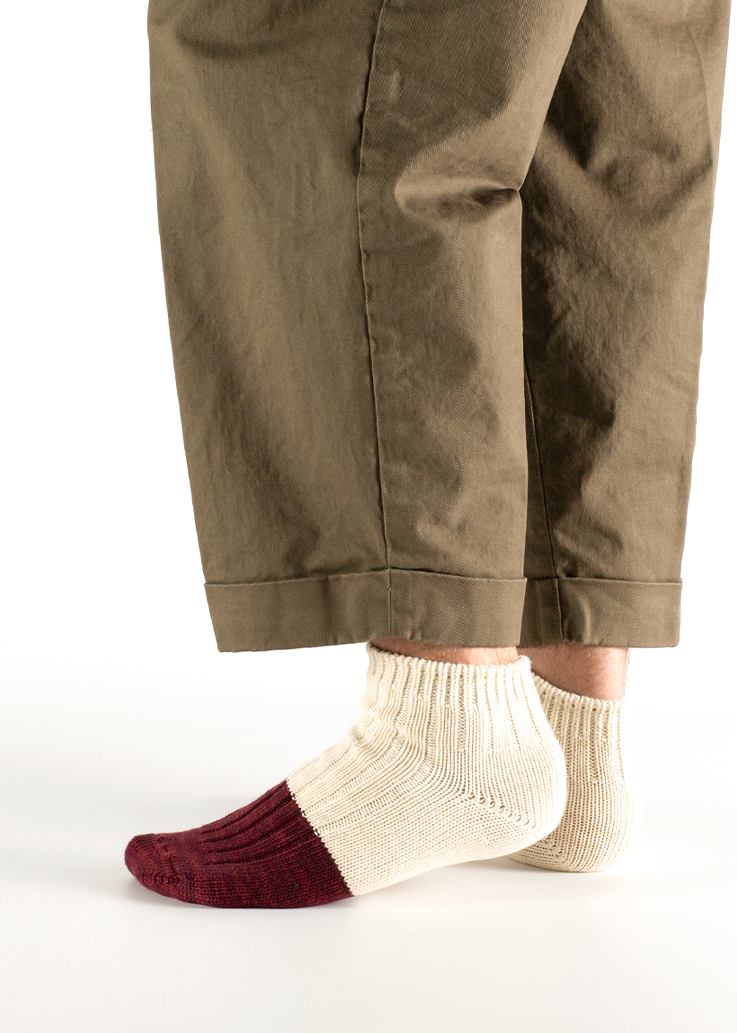 Thunders Love Marine Cotton Duplo Short Raw White And Burgundy Socks