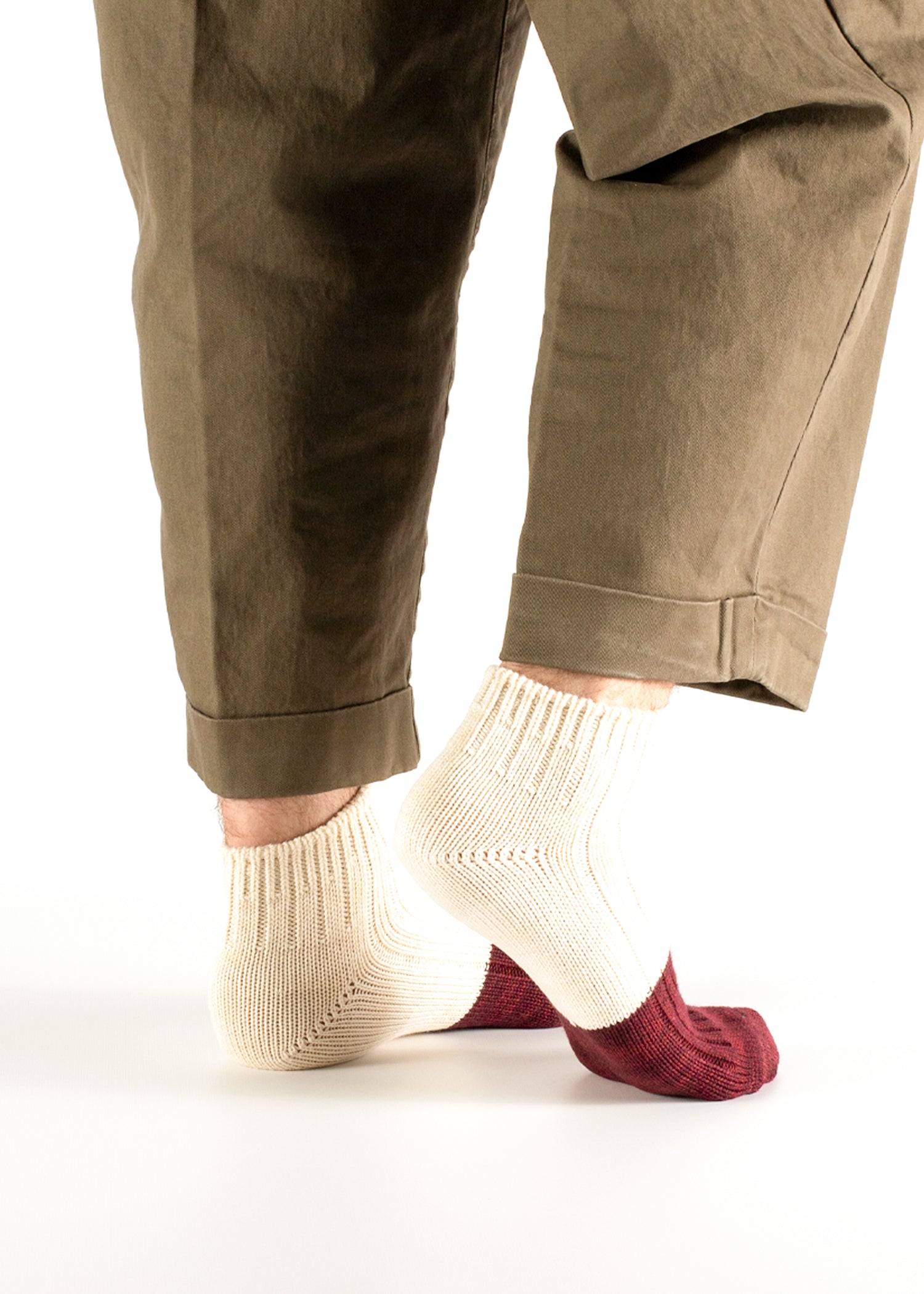 Thunders Love Marine Cotton Duplo Short Raw White And Burgundy Socks