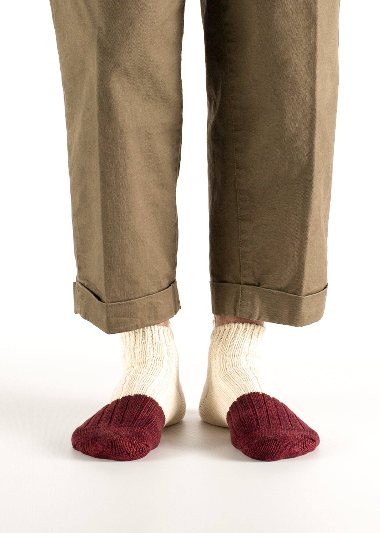 Thunders Love Marine Cotton Duplo Short Raw White And Burgundy Socks