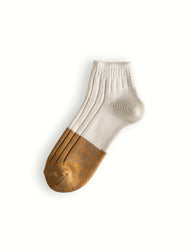 MARINE COLLECTION Cotton Duplo Short Raw White & Camel Socks