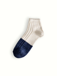 MARINE COLLECTION Cotton Duplo Short Raw White & Navy Socks