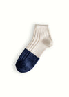MARINE COLLECTION Cotton Duplo Short Raw White & Navy Socks