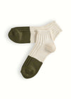 MARINE COLLECTION Cotton Duplo Short Raw White & Olive Socks