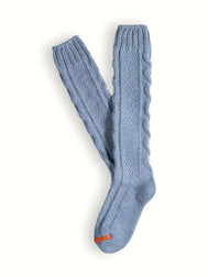 WOOL COLLECTION High-Knee Cable Knit Blue Socks