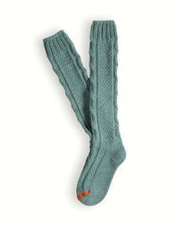 WOOL COLLECTION High-Knee Cable Knit Green Socks