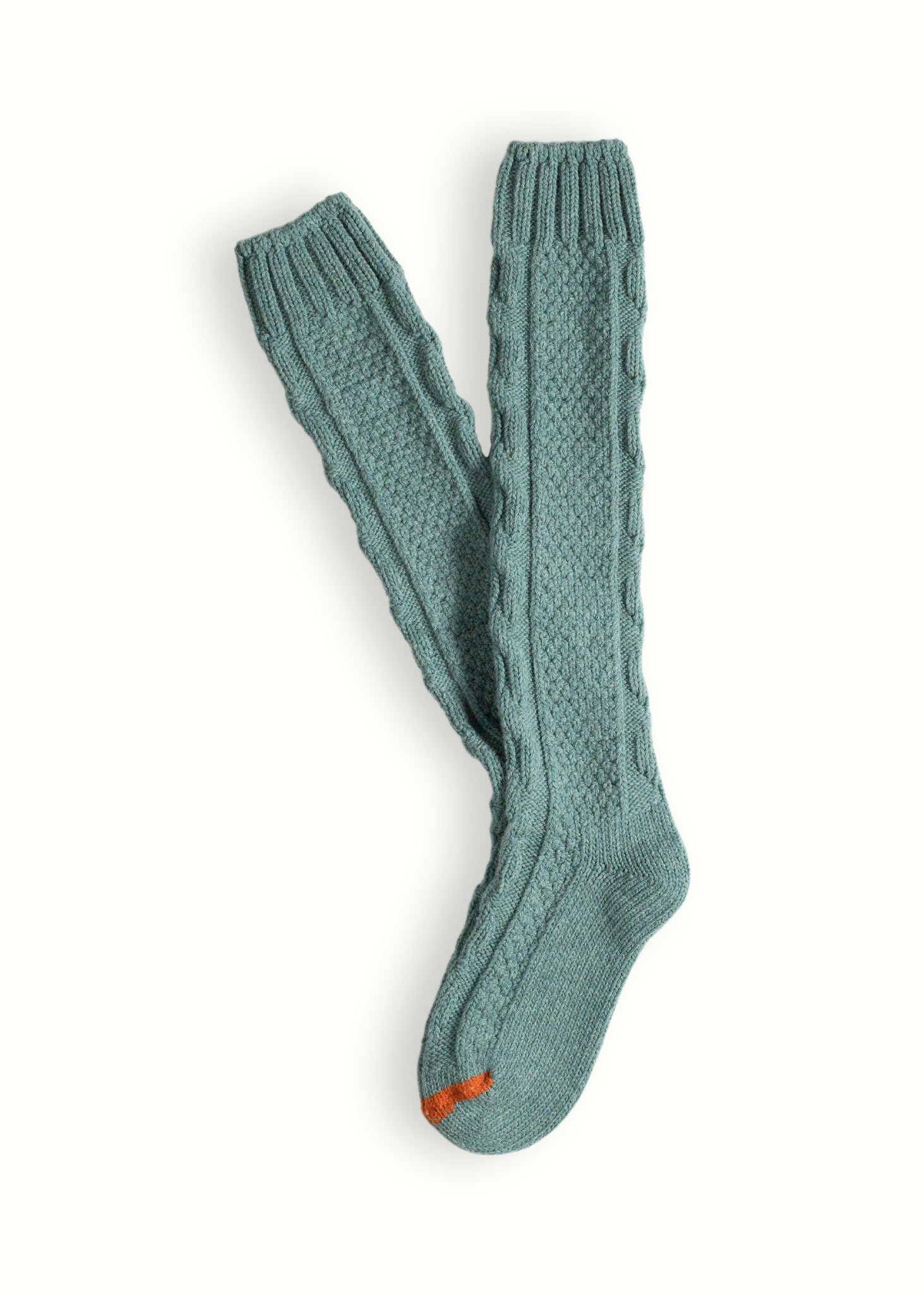 Thunders Love High Knee Cable Knit Green Socks