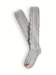 WOOL COLLECTION High-Knee Cable Knit Grey Socks