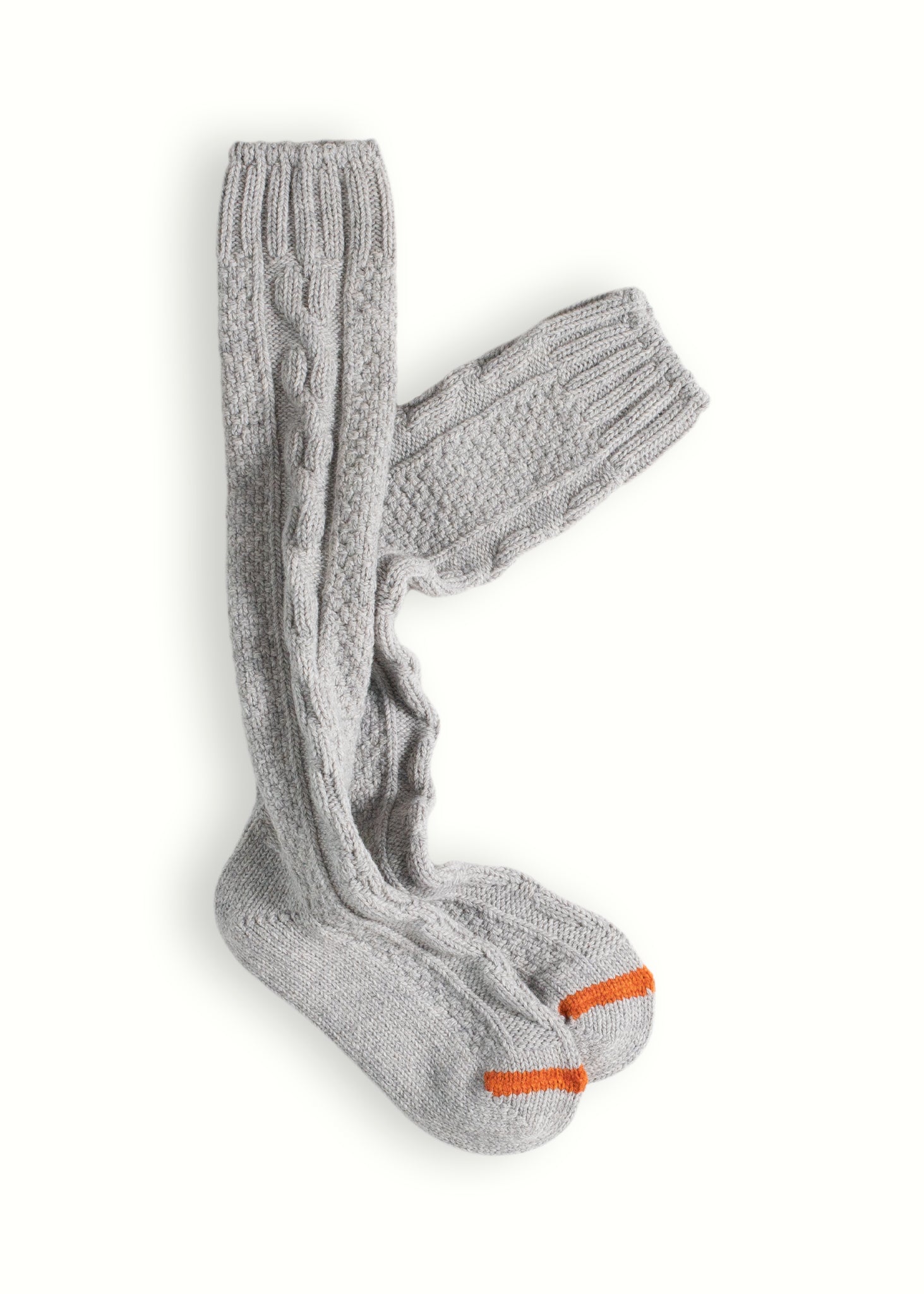 Thunders Love High Knee Cable Knit Grey Socks