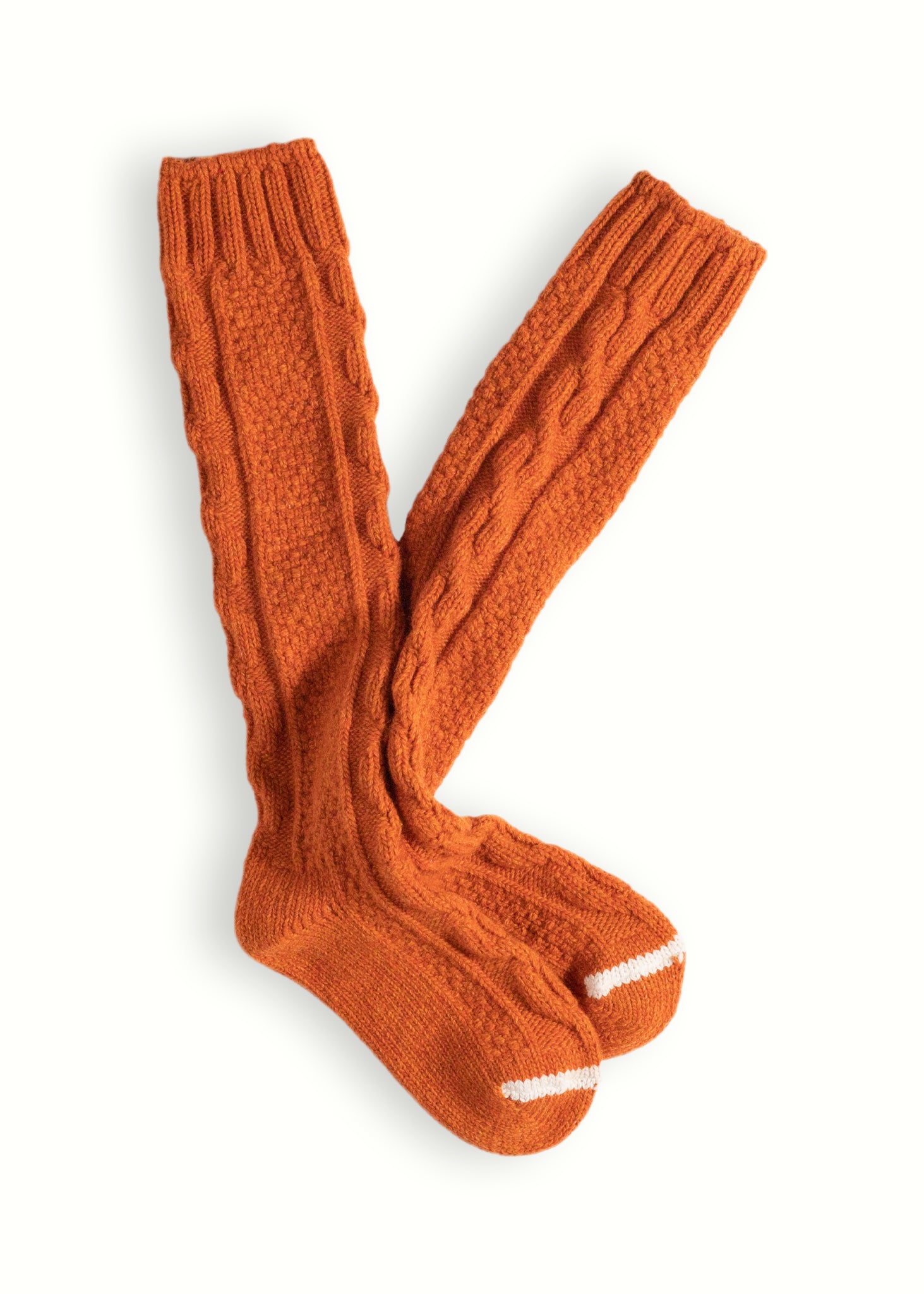 Thunders Love High Knee Cable Knit Orange Socks