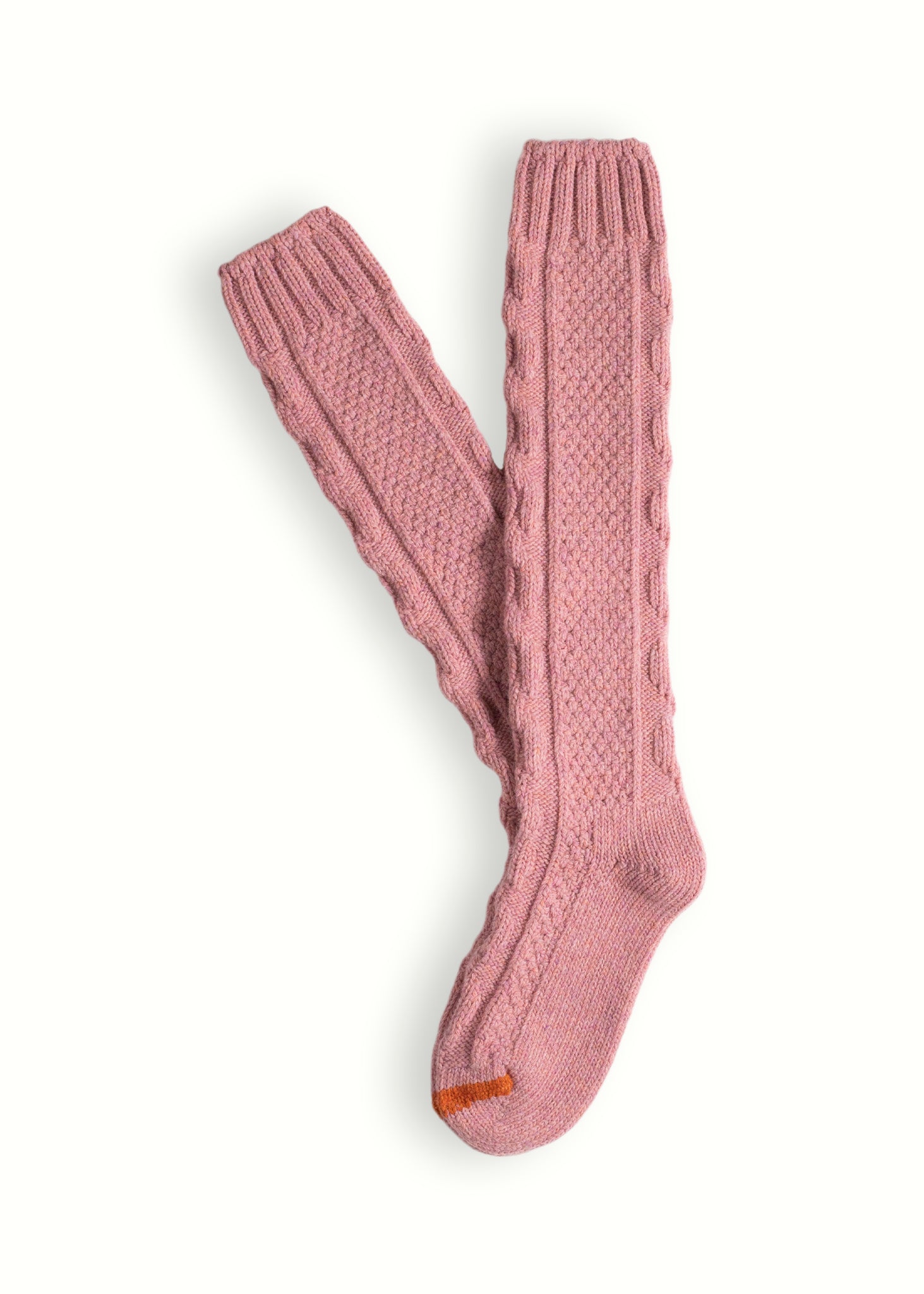 Thunders Love High Knee Cable Knit Pink Socks