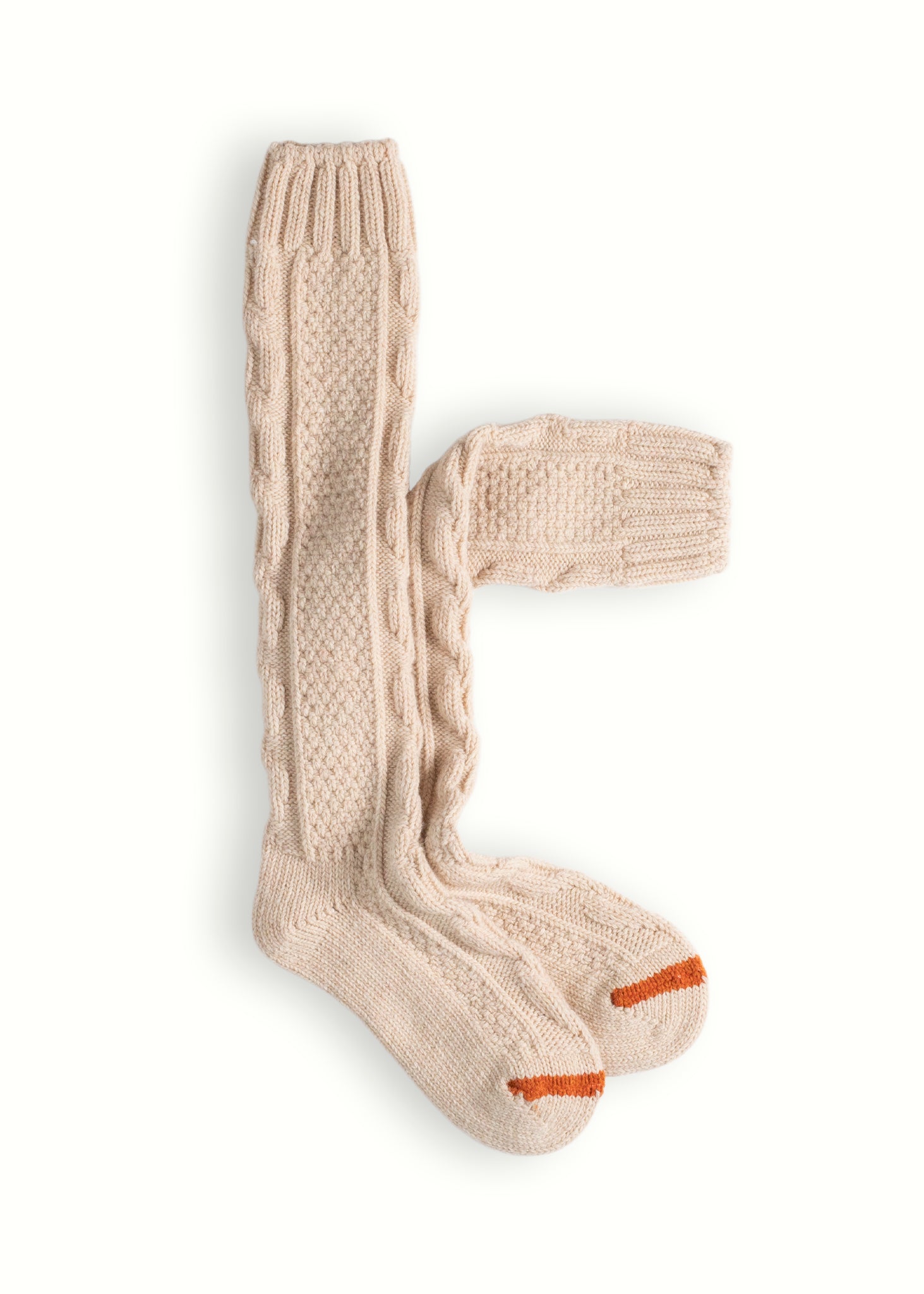 Thunders Love High Knee Cable Knit Raw White Socks