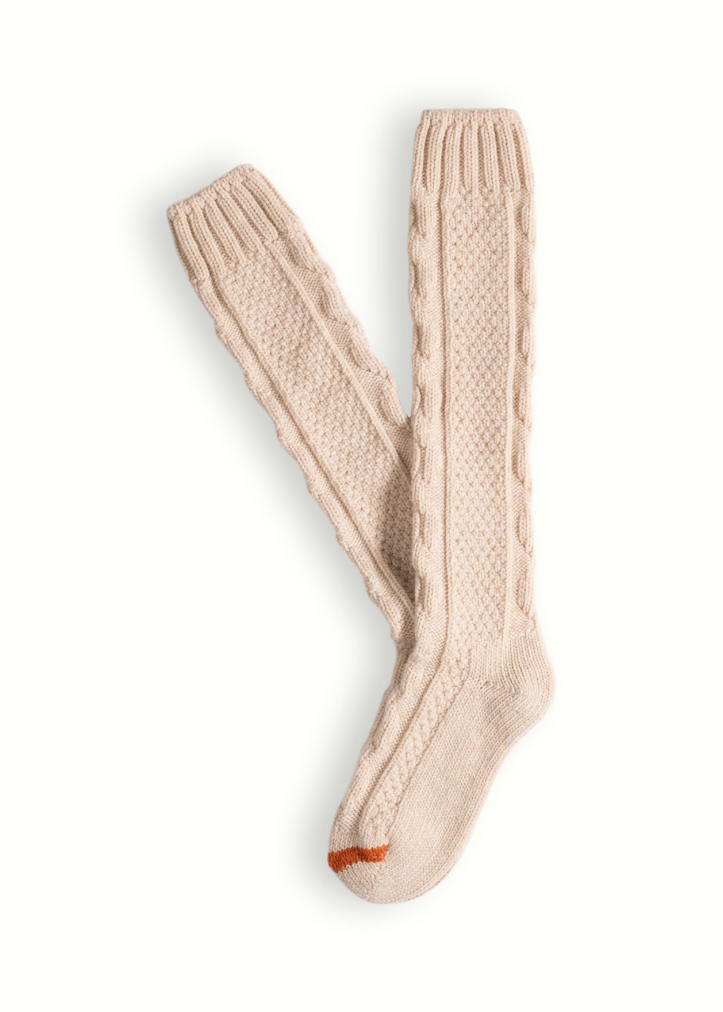 Thunders Love High Knee Cable Knit Raw White Socks