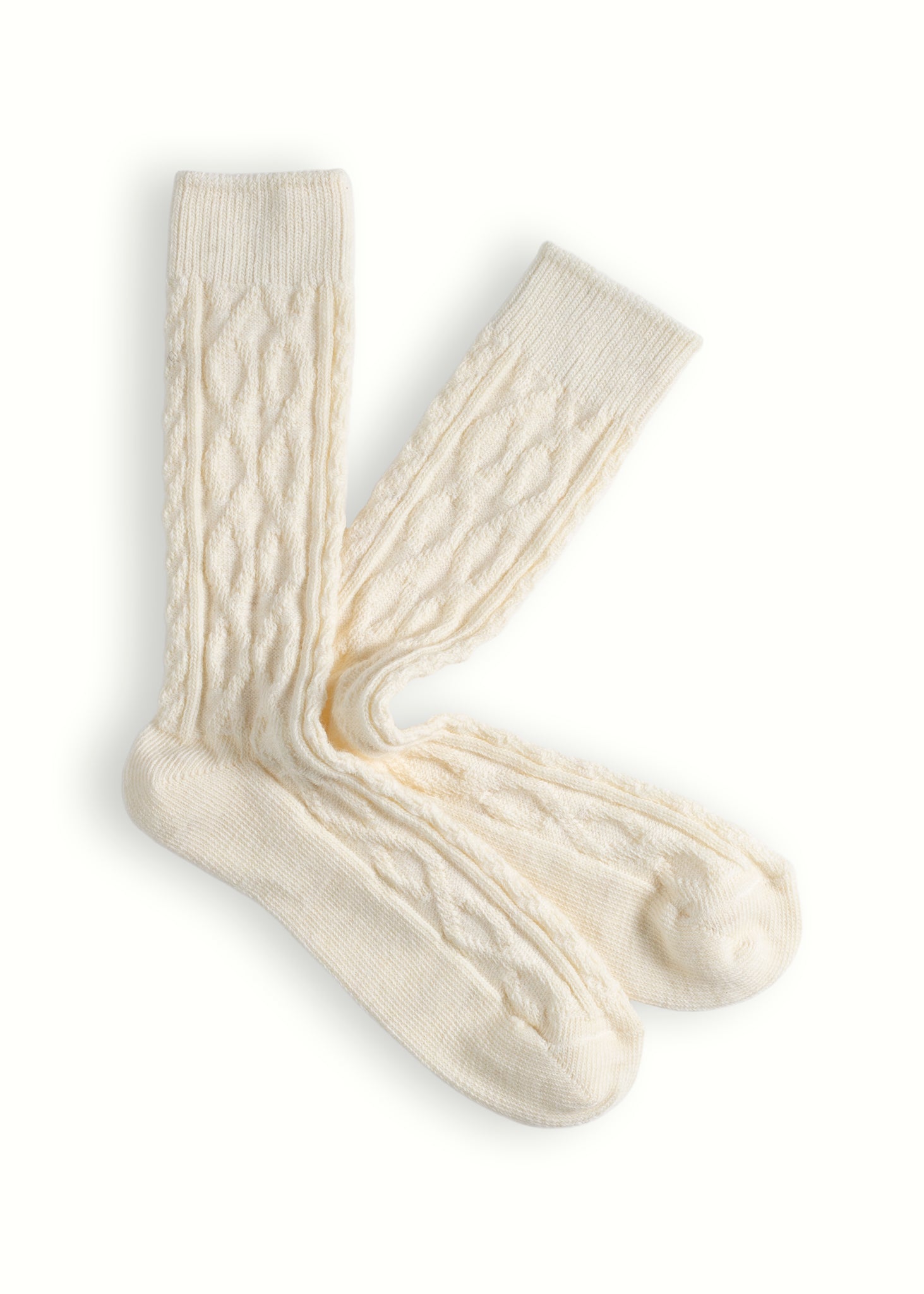 Thunders Love Cable Knit Classic Raw White Socks