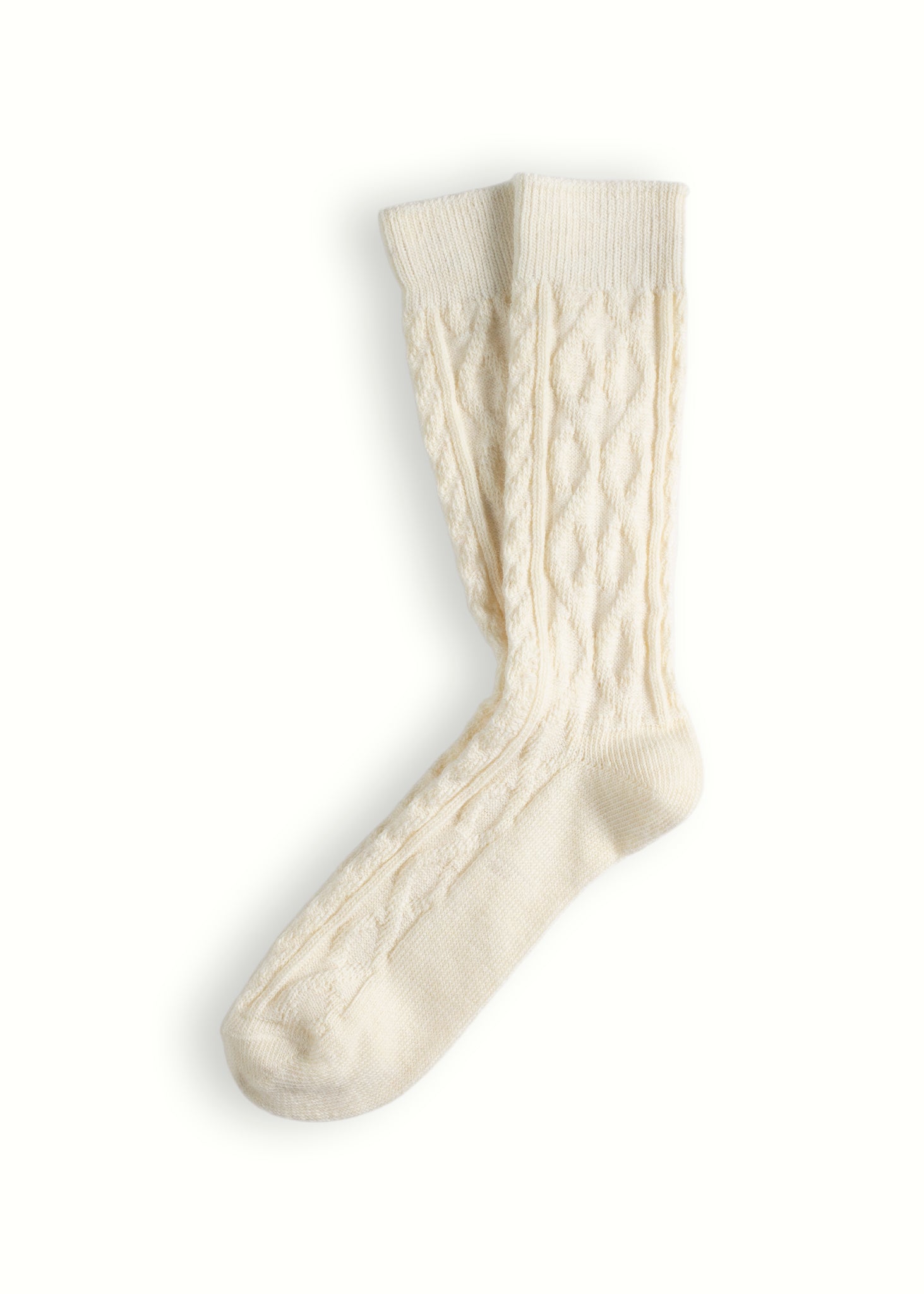 WOOL COLLECTION Cable Knit Classic Raw White Socks