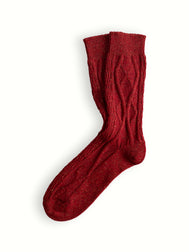 WOOL COLLECTION Braid Dark Red Socks