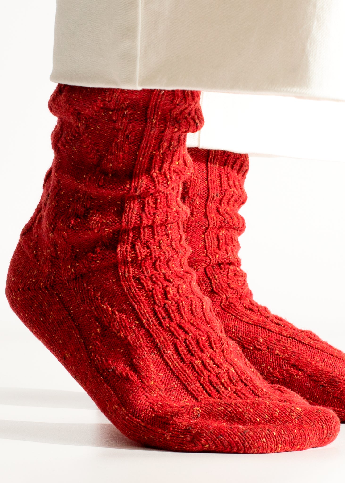 Thunders Love Wool Braid Dark Red Socks