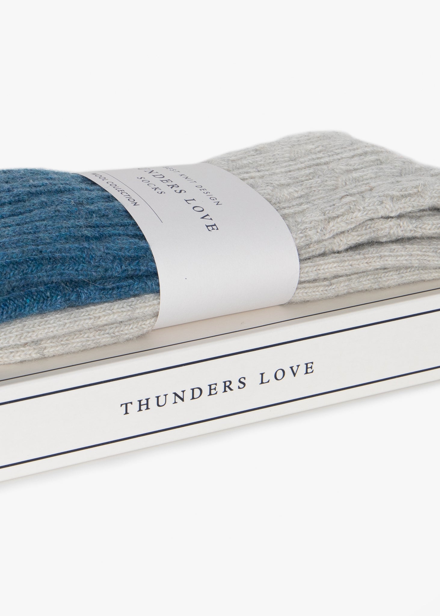 Thunders Love Wool Cable Knit Blue Socks