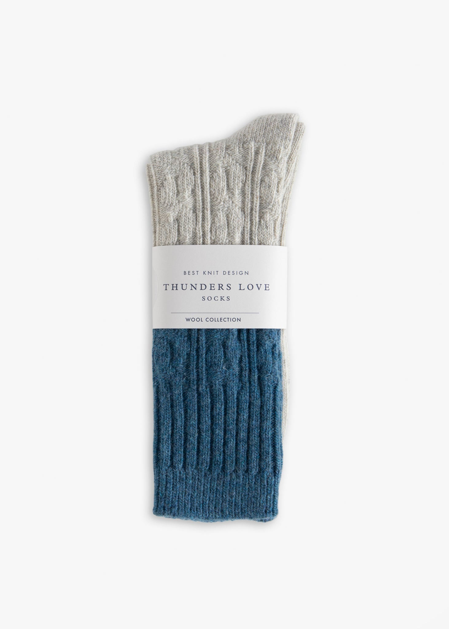 Thunders Love Wool Cable Knit Blue Socks