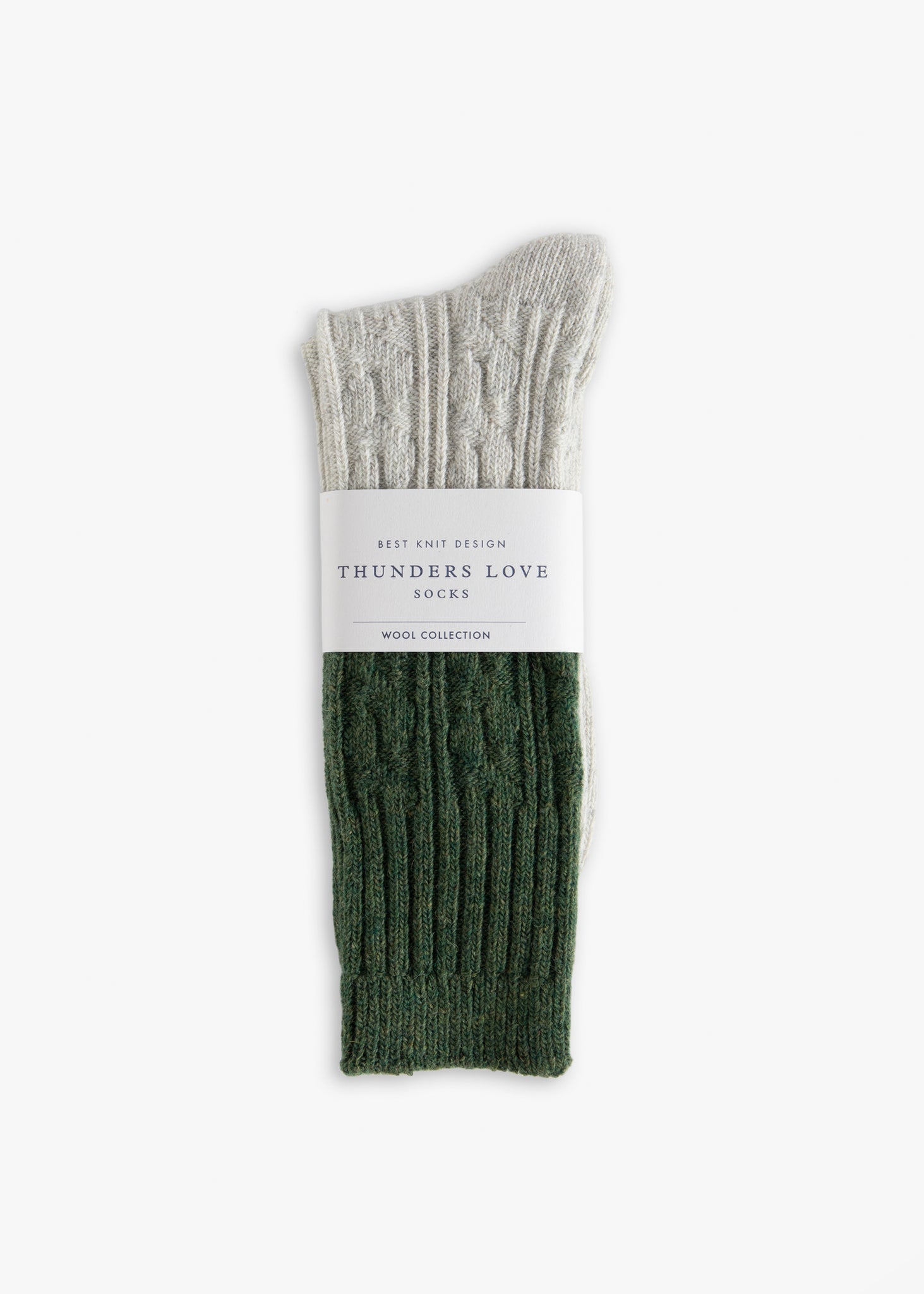 Thunders Love Wool Cable Knit Green Socks