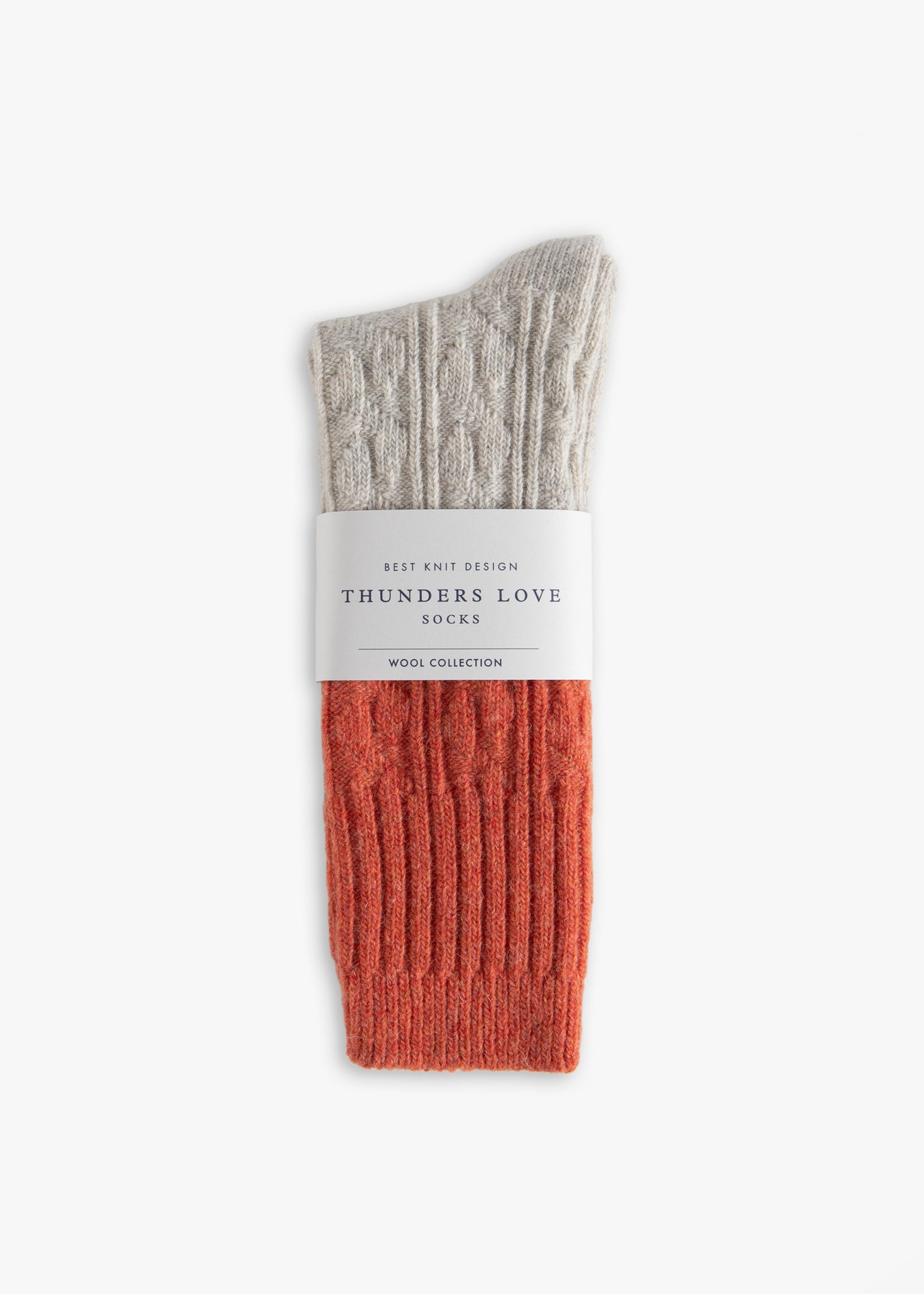 Thunders Love Wool Cable Knit Orange Socks