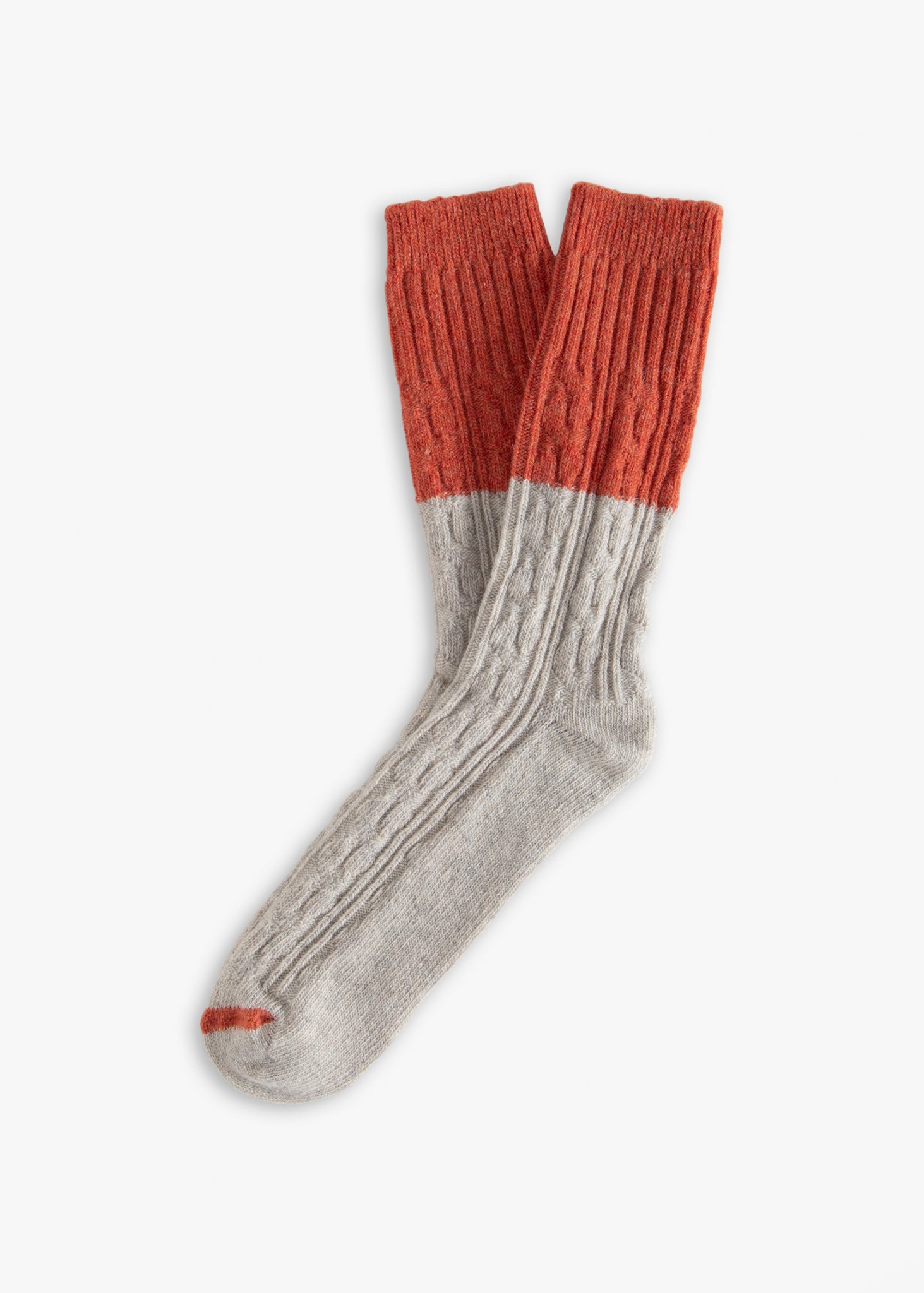 Thunders Love Wool Cable Knit Orange Socks
