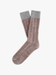 WOOL COLLECTION Dupled Ribbed Brown Socks