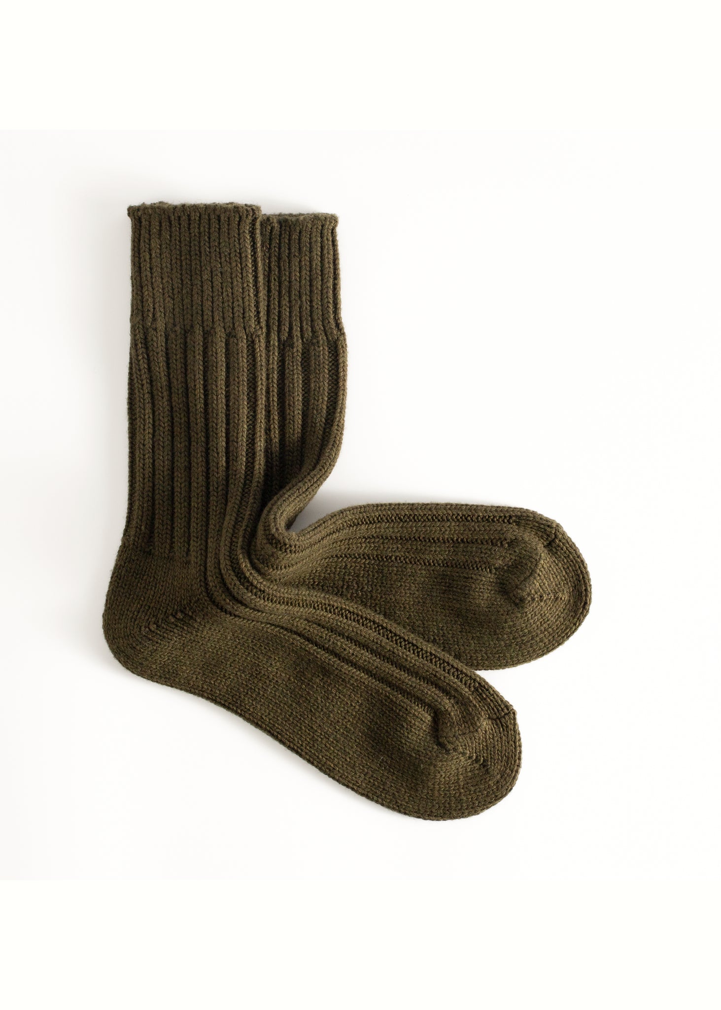 Thunders Love Wool Solid Olive Green Socks